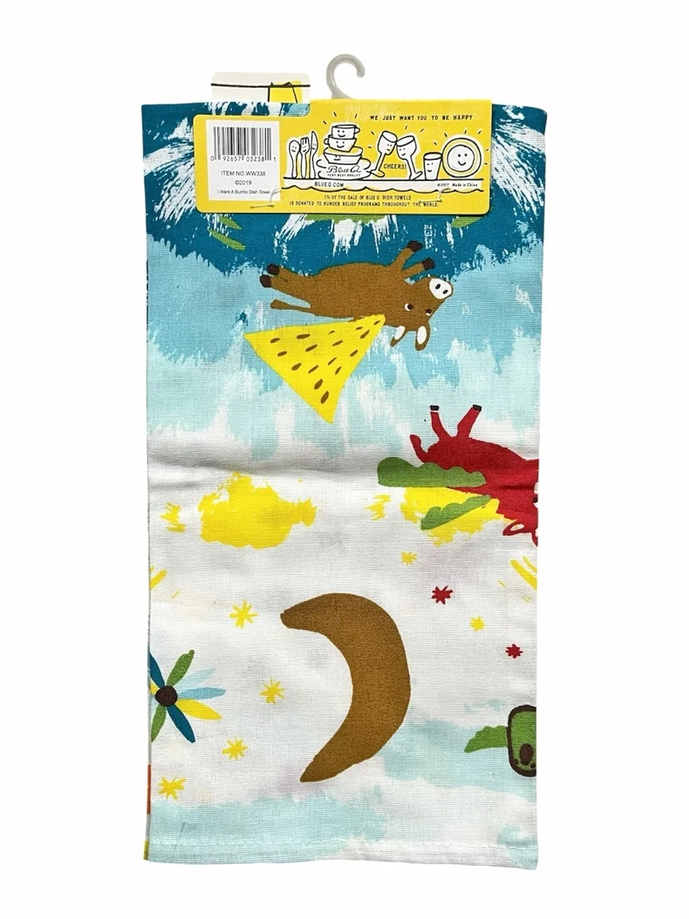 NWT Blue Q “I Want a Burrito” Illustrated Tea Towel - 100% Cotton